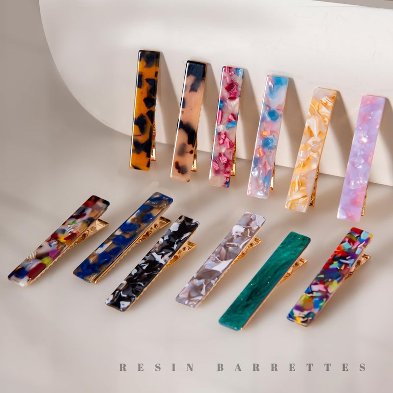 Cptots 12 PCS Acrylic Resin Alligator Barrettes For Women Small Cute Clips For Thick Thin Hair Fashion Decorative Accessories,Multicolor - Image 2