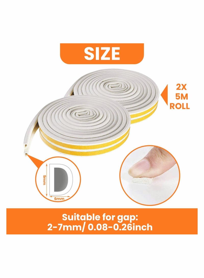 Suntown 2 Pack D-type Self-Adhesive Foam Strip For Door Window, Total 10M - Image 4