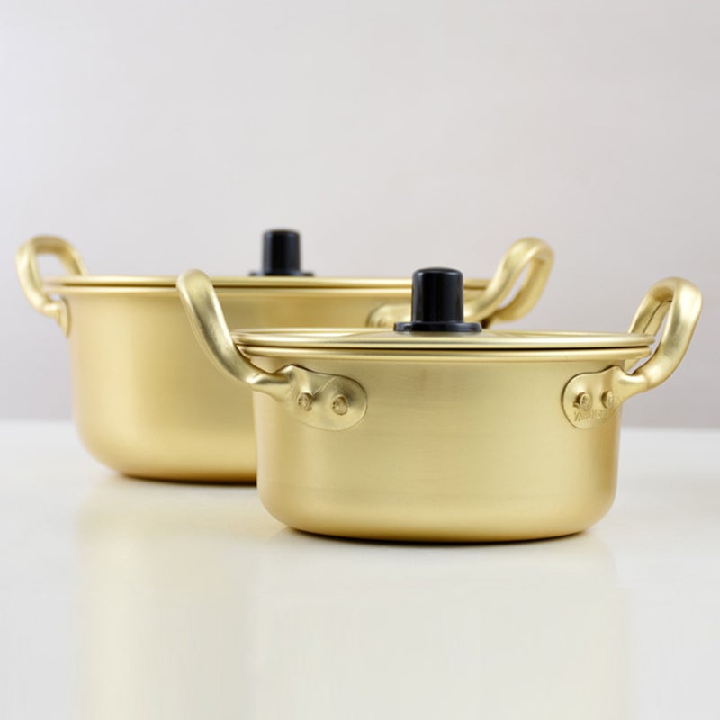1 Set of Small Soup Pot Aluminum Noodles Pot with Chopsticks Spoon Fork - Image 3