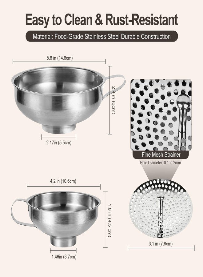 Cuqojs Canning Funnel with Strainer, Wide Mouth Canning Funnels for Filling Wide and Regular Mason Jars, Food Grade Stainless Steel Canning Funnels for Kitchen Use, 3 Pack (Small and Large) - Image 3