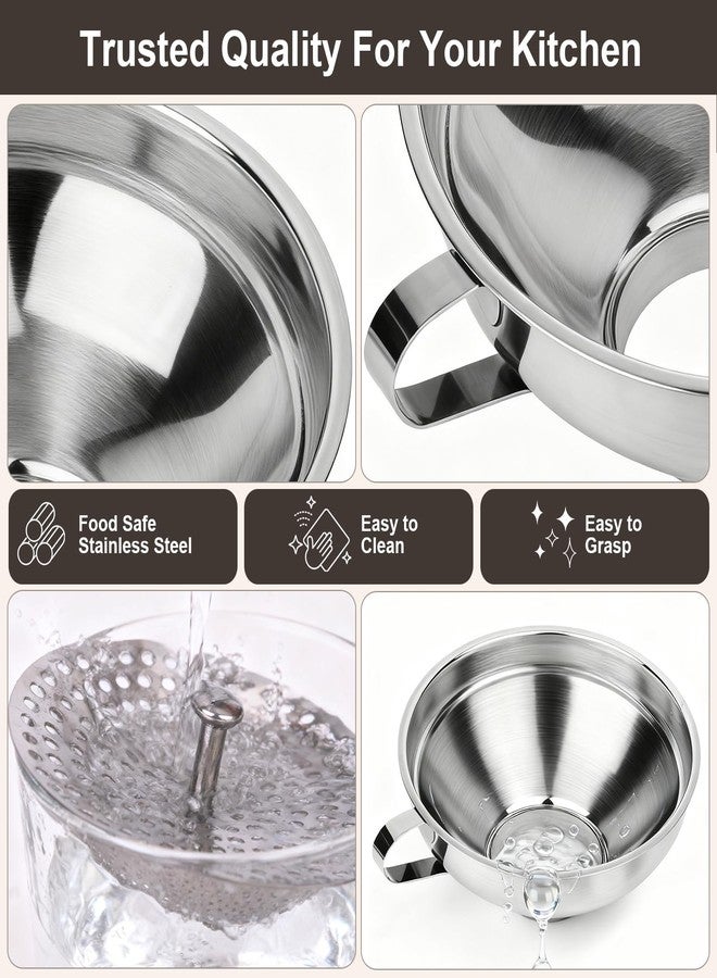 Cuqojs Canning Funnel with Strainer, Wide Mouth Canning Funnels for Filling Wide and Regular Mason Jars, Food Grade Stainless Steel Canning Funnels for Kitchen Use, 3 Pack (Small and Large) - Image 4