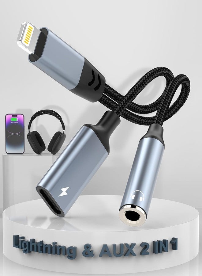 MTAKYI Lightning to 3.5mm Headphone Jack Adapter 【Apple MFi Certified】 2 in 1 iPhone Aux Audio & Charge Adapter, Phone Headphone Adapter Support Music+Charge+Mic+Control Compatible with iPhone 14 13 12 11 - Image 1