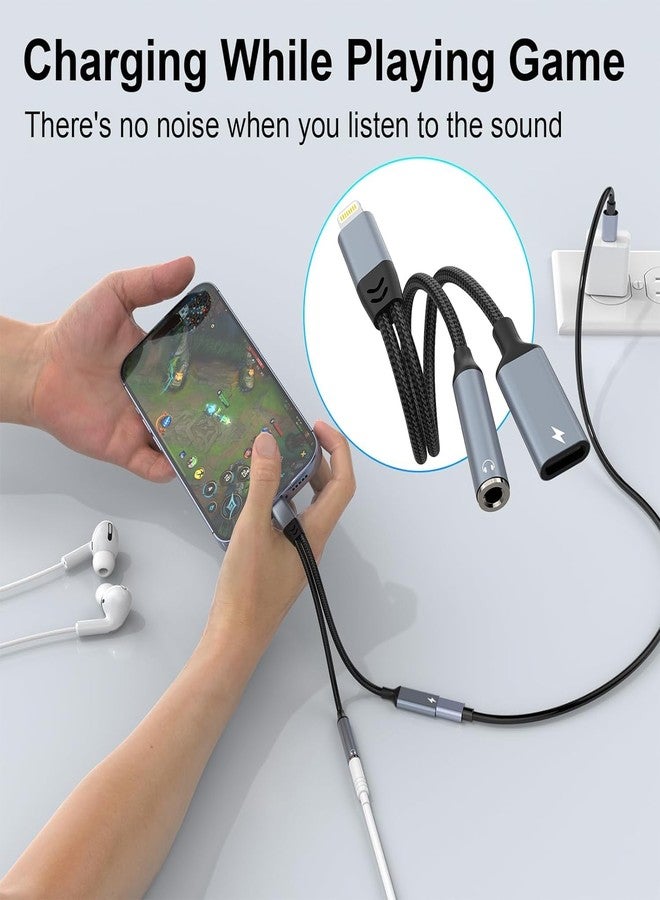 MTAKYI Lightning to 3.5mm Headphone Jack Adapter 【Apple MFi Certified】 2 in 1 iPhone Aux Audio & Charge Adapter, Phone Headphone Adapter Support Music+Charge+Mic+Control Compatible with iPhone 14 13 12 11 - Image 4