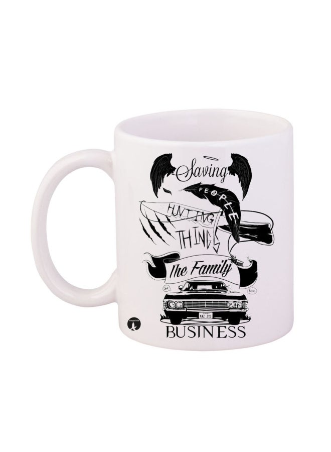RYN Supernatural Printed Mug White/Black 12ounce