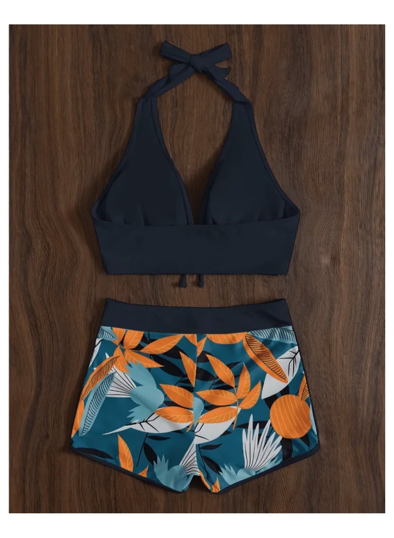 Women Swimwear Leaf Print Swimsuit Ladies Beachwear - Image 3