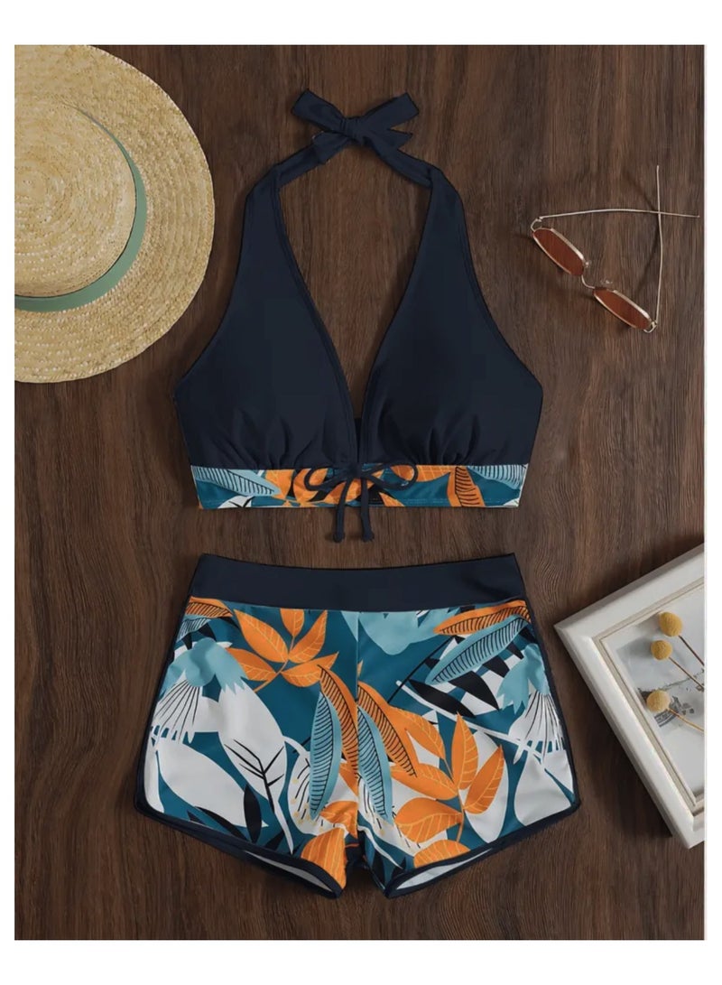 Women Swimwear Leaf Print Swimsuit Ladies Beachwear - Image 2