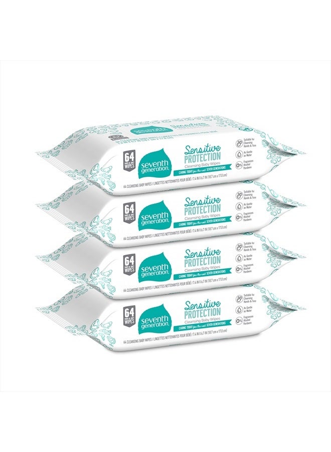 Seventh Generation , Baby Wipes, Unscented and Sensitive,64 Count (Pack of 4) - Image 2