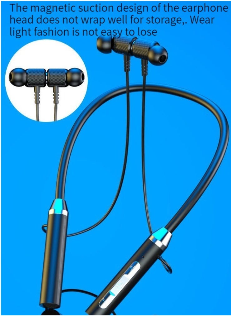 Generic - New wireless bluetooth headset sports binaural in-ear neck-mounted neck-mounted headset ultra-long standby battery life black basic model - Image 1