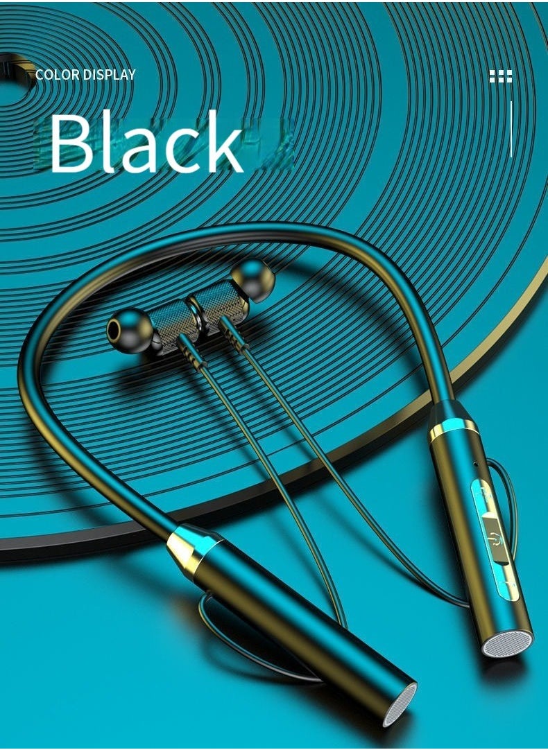 Generic - New wireless bluetooth headset sports binaural in-ear neck-mounted neck-mounted headset ultra-long standby battery life black basic model - Image 1