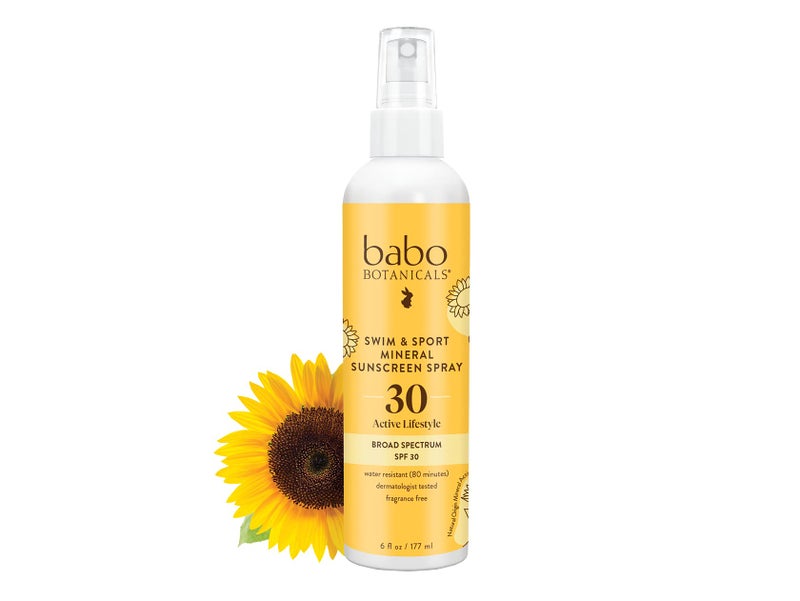 Babo Botanicals Swim & Sport Mineral Sunscreen Spray SPF 30 - Natural Zinc Oxide - Face & Body - For all ages - Dermatologist Tested - Cruelty-Free - Fragrance-Free - Water Resistant - Image 1