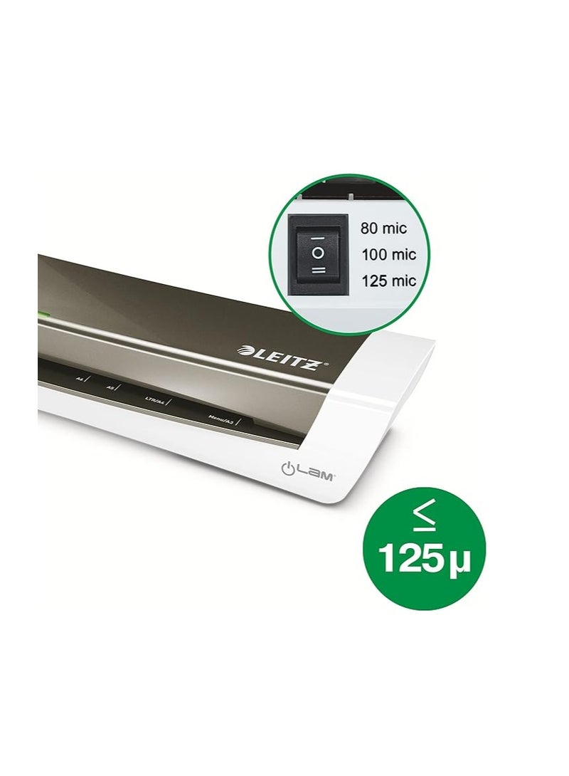 Leitz 74401089 iLam A3 Laminator, Ideal for Home Office - Metallic Dark Grey - Image 2