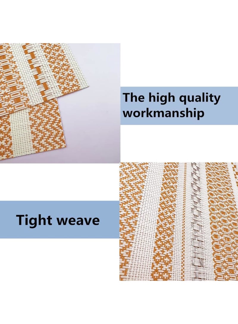 Zikra Placemat, Set of 6 Placemat Blending Color Durable Woven Vinyl Placemat Washable Heat-Resistant Anti-Skid Kitchen Dining Table Mats (Orange with White) - Image 5