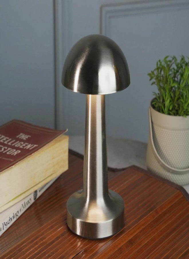 Chronos Dome Cordless LED Table Lamp (Silver) - USB Rechargeable Portable Touch Control Dimmable 3 Light Color Tunable Table Lamp for Hotel, Cafe, Restaurant or Home for Bedside, Center or Dining - Image 2