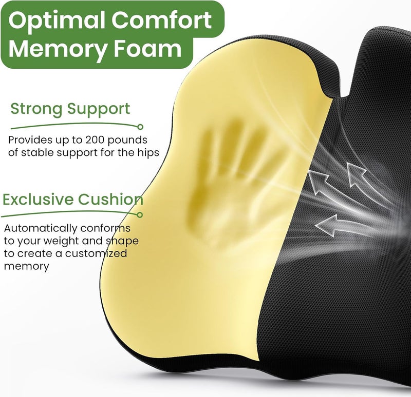 A-Pce Memory Foam Seat Cushion for Tailbone Pain Relief - Ergonomic Coccyx Cushion for Office, Home, Car, and Wheelchair - Image 3
