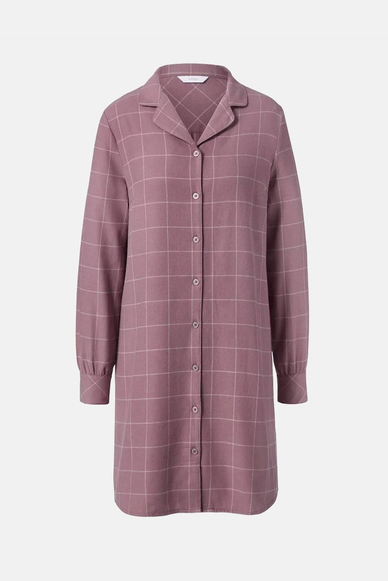Tchibo Women Flannel Long Sleeve Nightgown, Mauve - Image 2