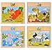 CCLIFE Wooden Jigsaw Puzzles Set for Kids 25 Years 12 Piece Colorful Wooden Educational Animal Puzzles 4 Puzzles - Image 2