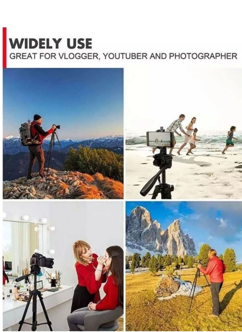 Rabos - Camera Tripod with Travel Bag Cell Phone Tripod with Wireless Remote and Phone Holder Compatible with All Cameras Cell Phones Projector Webcam Spotting Scopes - Image 1