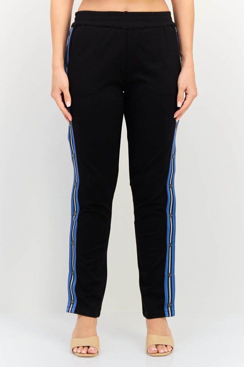 Reiko Women Street Fit Textured Sweatpants, Black - Image 1