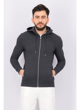 INC Men Drawstring Hooded Long Sleeve Jacket, Heather Onyx  - Image 1