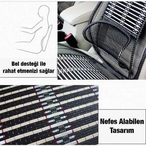 Polhammobile Bamboo Lumbar Supported Anti-Sweat Seat Cushion Compatible with All Vehicle Seats of Straw Bamboo