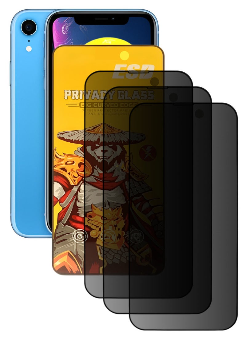 ESD 3 Pieces Tempered Dustproof Privacy Glass Screen Protector Compatible For iPhone XR - Image 1