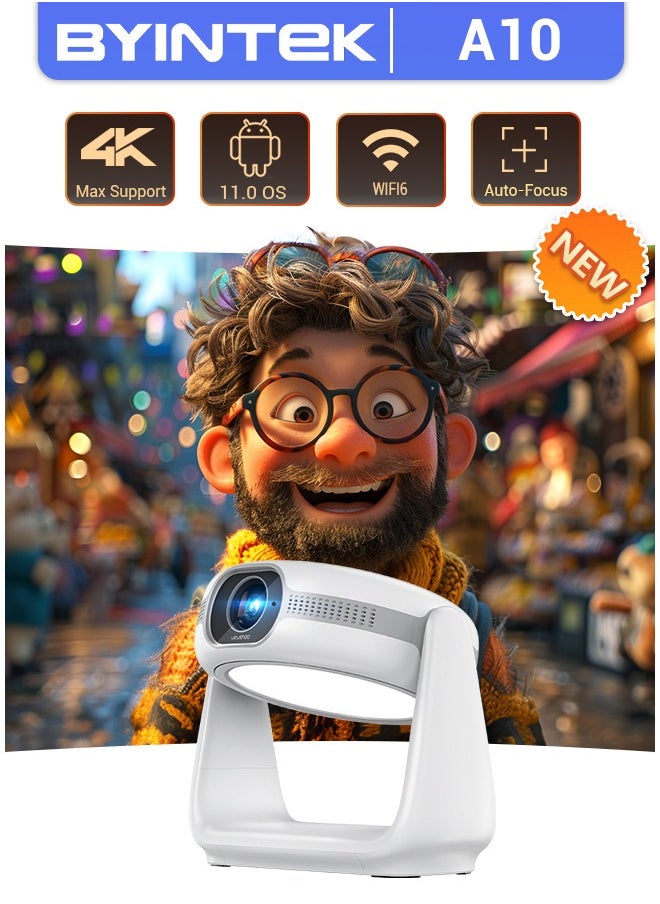 فيشاو جهاز عرض ذكي VEVSHAO A10 يعمل بنظام Android 11.0 وشاشة Wi-Fi بزاوية مرنة 270 درجة وجهاز عرض فيديو مزود بمصباح  - Image 1