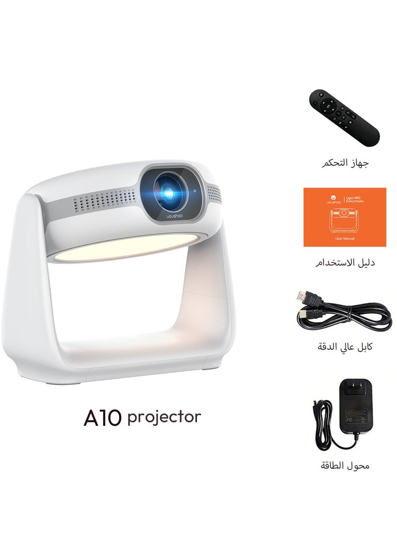 VEVSHAO A10 Smart Projector Android 11.0 Projector Wi-Fi Display 270° Flexible Angle Video Projector with Lamp