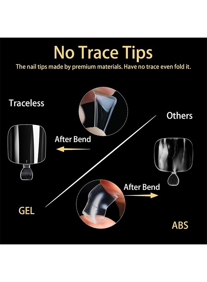 Depend 550Pcs Square Soft Gel Toe Nail Tips, 11 Sizes Square Toenails Full Cover Acrylic Press On False Nail Tips For Beginners And Professional Home Salon DIY, Short Fake Toenail Tips Square Fake Toe Nail Tips, Clear False Toe Nail Press Ons - Image 4