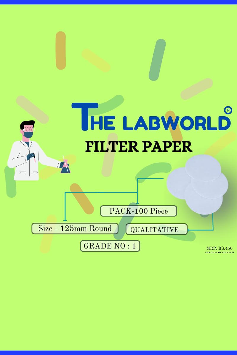 Labworld Test Filter paper round sheets pack of 100 dia 12.5cm for laboratory use in chemistry lab experiments for schools or laboratory activities - Image 2