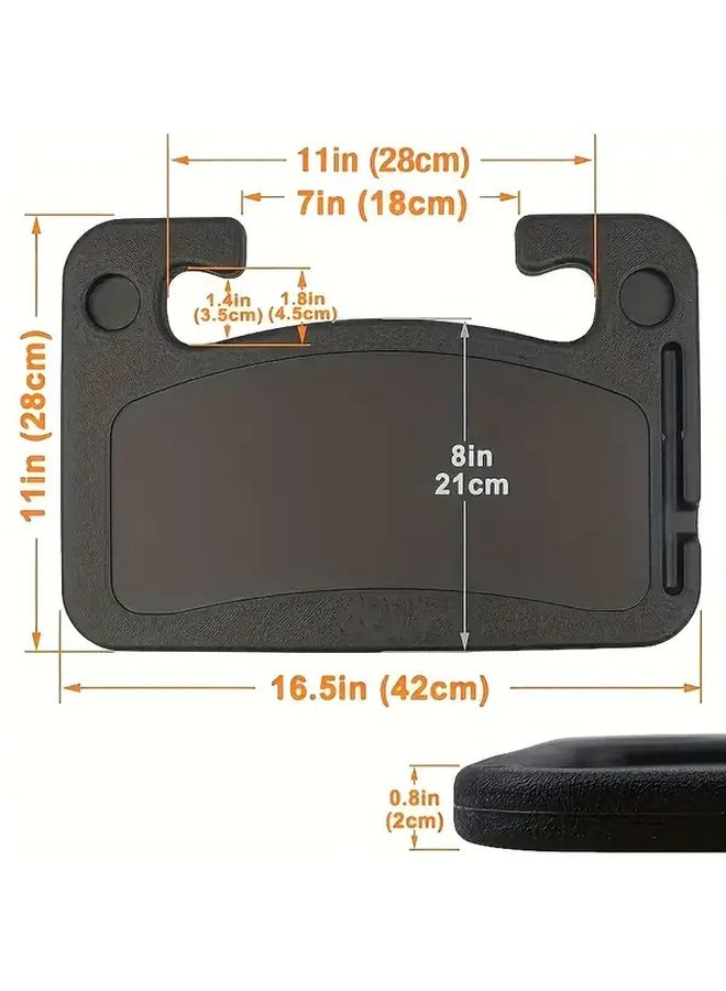 Black 2 in 1 Car Steering Wheel Tray Table With Anti Slip Surface And Storage Rack - Image 4