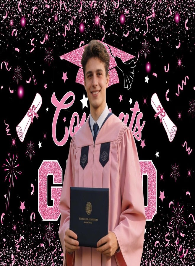 INRUI Congrats Grad Photography Backdrop Pink Class of 2026 Graduation Party Decorations Banner (6x4FT) - Image 3