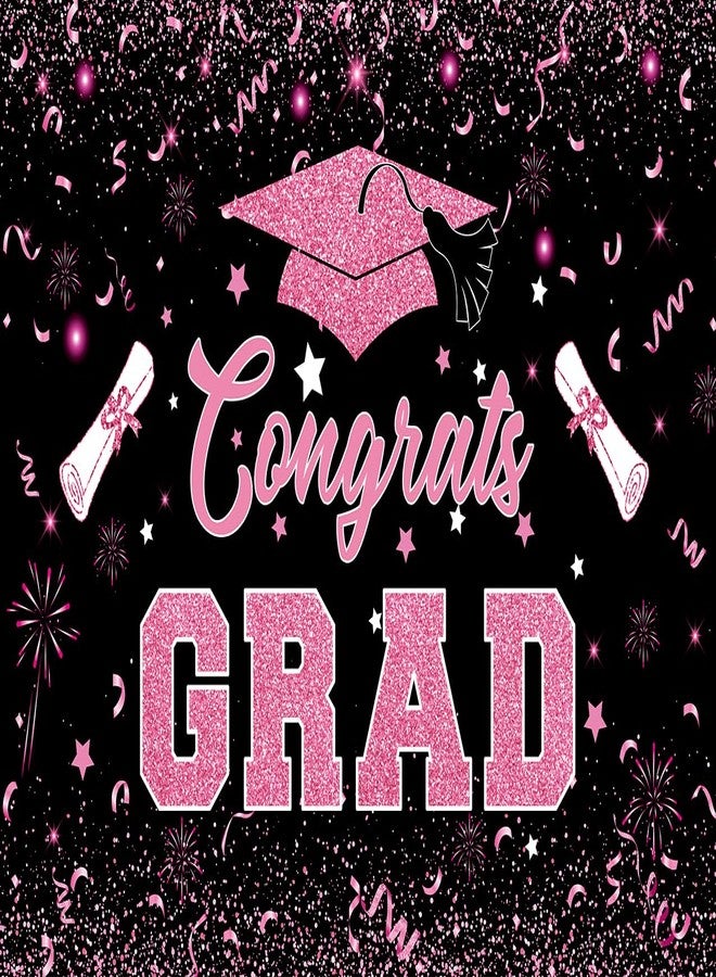 INRUI Congrats Grad Photography Backdrop Pink Class of 2026 Graduation Party Decorations Banner (6x4FT) - Image 5