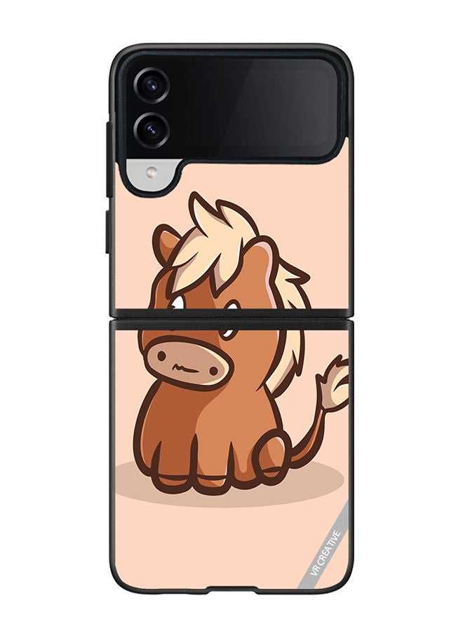 VR CREATIVE Protective Case Cover For Samsung Galaxy Z Flip4 Horse Cartoon Design Multicolour - Image 1
