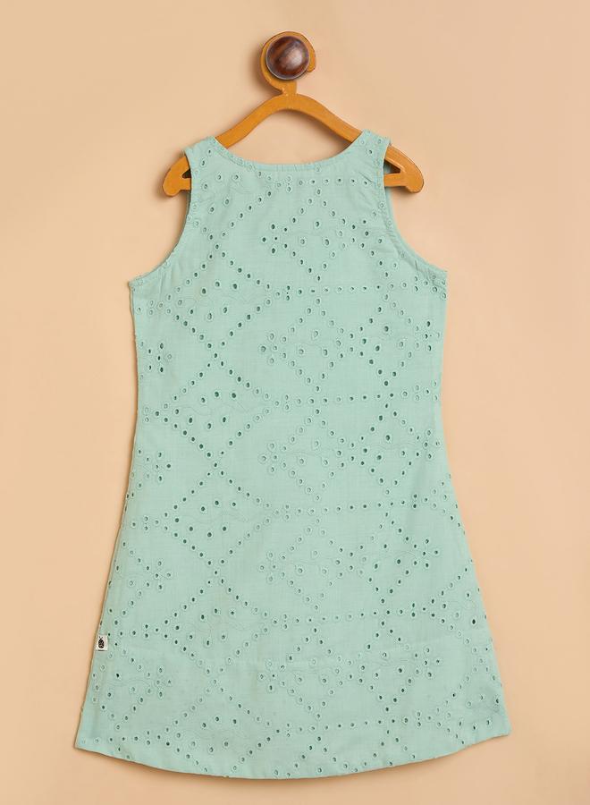 Stylo Bug Girls Solid V-Neck Sleeveless A-Line Dress - Image 3