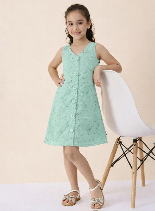 Stylo Bug Girls Solid V-Neck Sleeveless A-Line Dress - Image 5