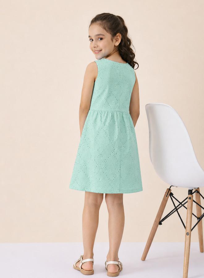Stylo Bug Girls Solid V-Neck Sleeveless A-Line Dress - Image 2
