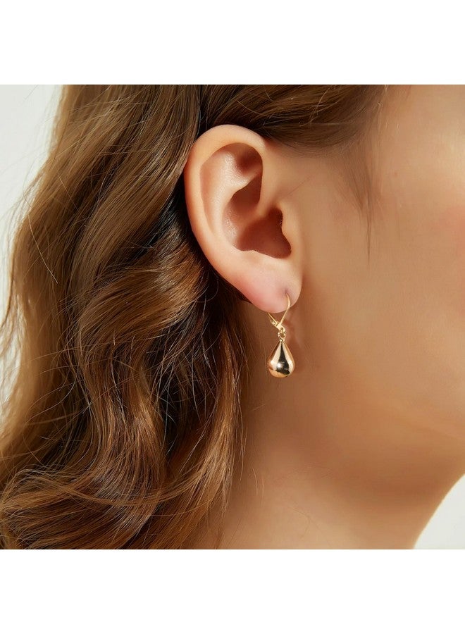 ALEXCRAFT Teardrop Leverback Dangle Earrings for Women 14K Gold Tear Drop Waterdrop Dangle Earrings for Women Trendy Hypoallergenic Teardrop Leverback Earrings for Women - Image 3