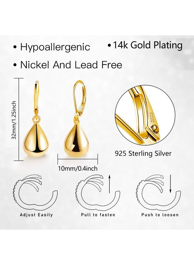 ALEXCRAFT Teardrop Leverback Dangle Earrings for Women 14K Gold Tear Drop Waterdrop Dangle Earrings for Women Trendy Hypoallergenic Teardrop Leverback Earrings for Women - Image 4