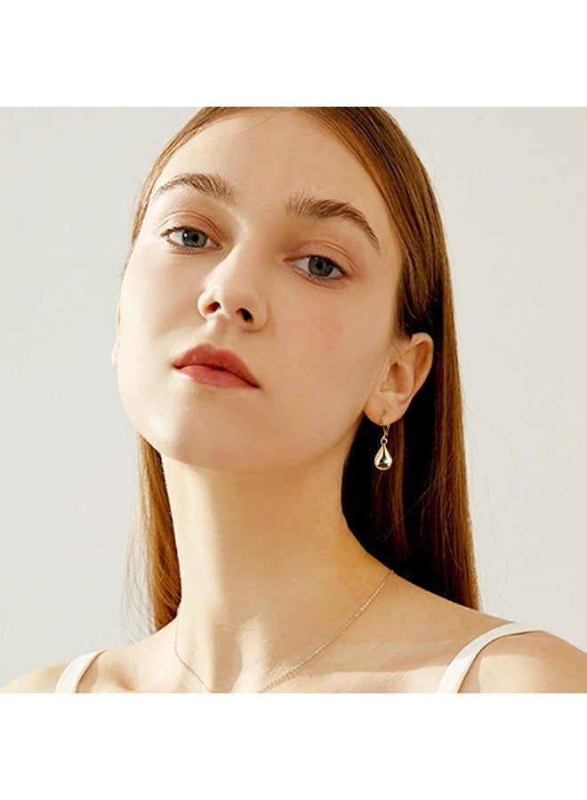 ALEXCRAFT Teardrop Leverback Dangle Earrings for Women 14K Gold Tear Drop Waterdrop Dangle Earrings for Women Trendy Hypoallergenic Teardrop Leverback Earrings for Women - Image 2