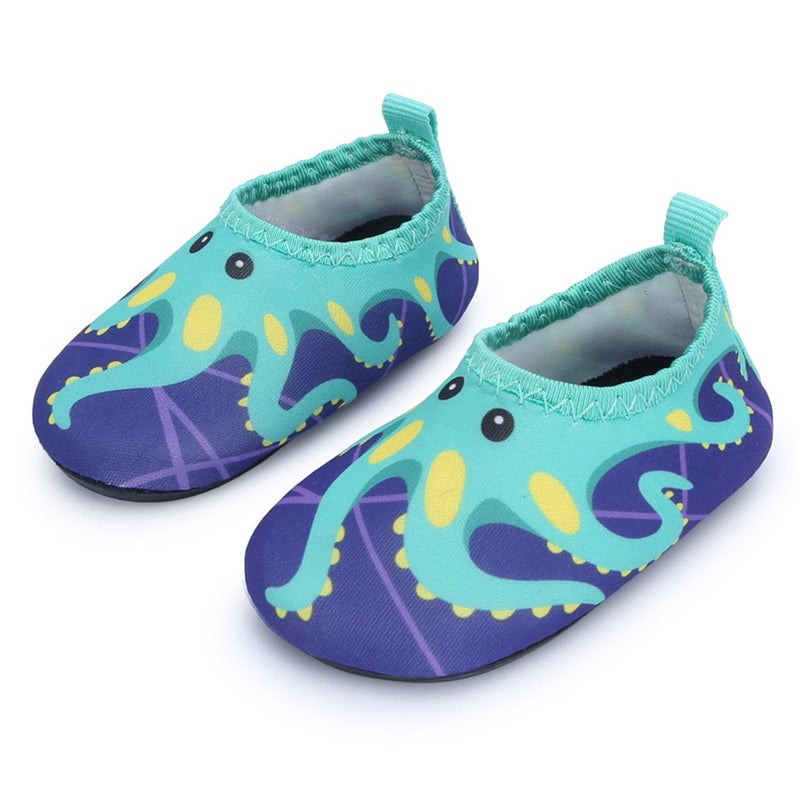 JIASUQI Summer Comfort Water Skin Shoes Socks for Baby for Beach Pool Aerobics,Green Octopus 0-6 Months - Image 5