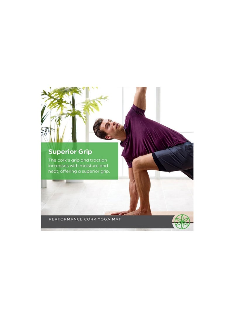 Max Strength Natural Cork Yoga Mat with TPE Backing Ideal for Yoga & Pilates – 6mm - Image 2