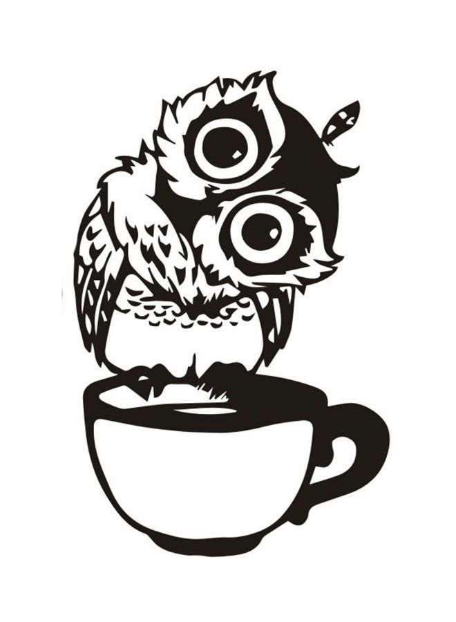 NIBEMINENT Qiangtie Owl Cup Themed Decorative Wall Sticker Black 43x28cm - Image 1