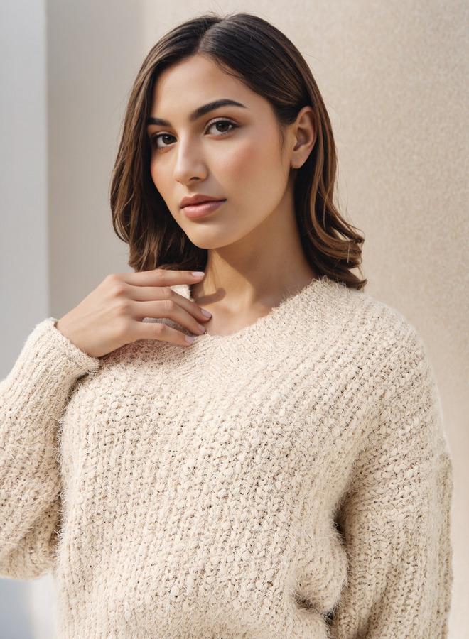 سبلاش فيڤ كنزة بياقة على شكل حرف  بنقوش وأكمام طويلة - Image 4