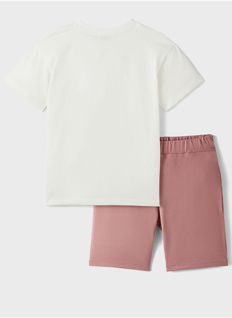 JUNE Kids Crew Neck T-Shirt And Short Set - Image 2