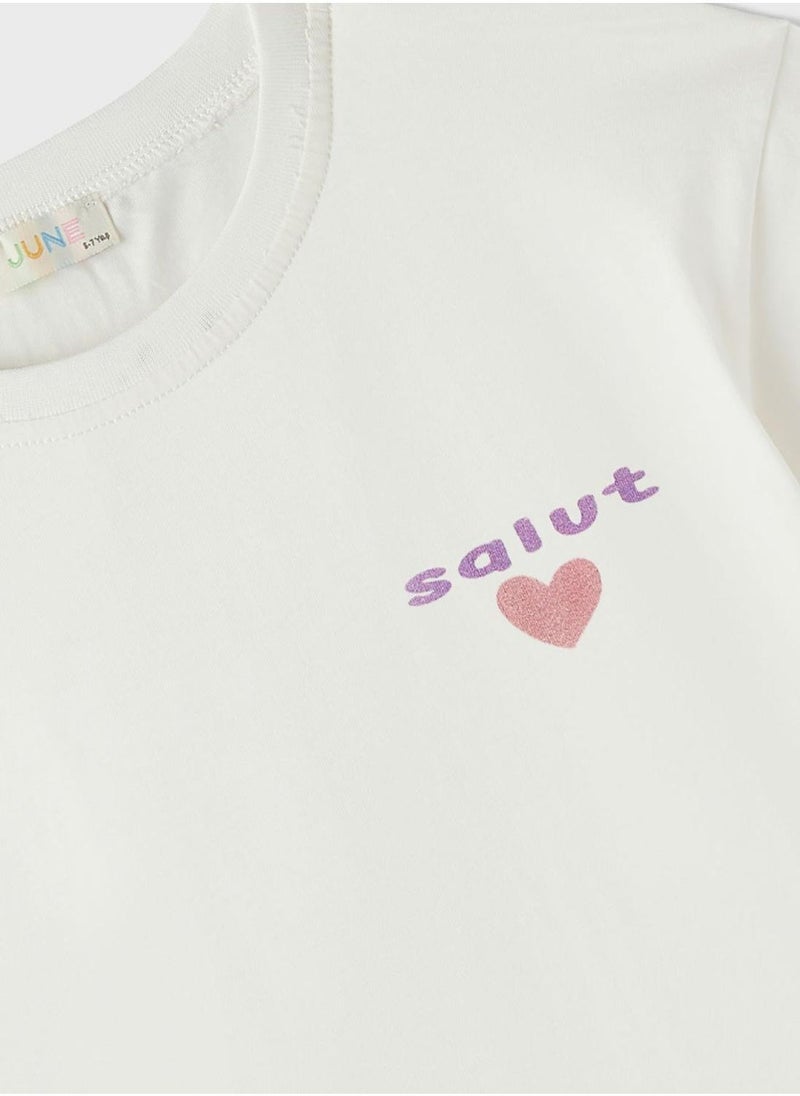 JUNE Kids Crew Neck T-Shirt And Short Set - Image 3