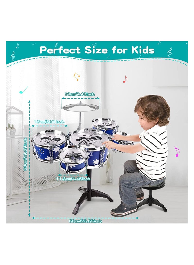 Cool Baby Style COOLBABY Children's Drum Set Jazz Drum Set with Stool Children's Percussion Drum Set  - Image 4