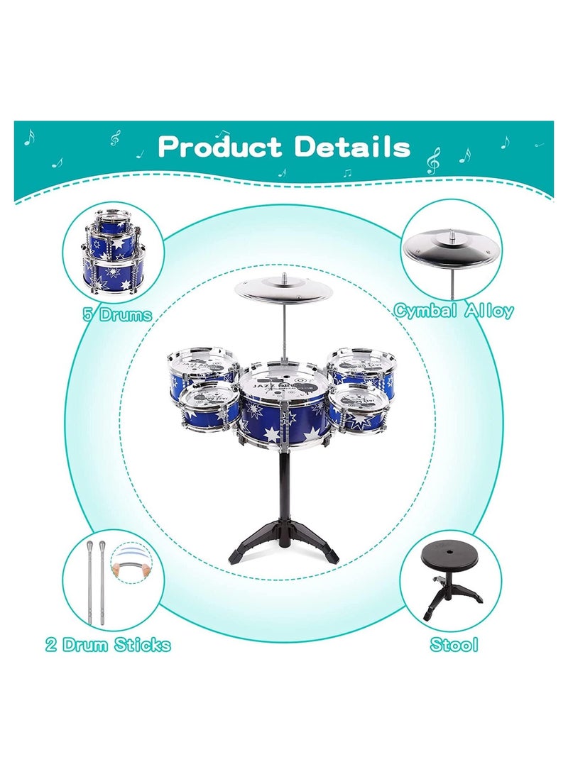 Cool Baby Style COOLBABY Children's Drum Set Jazz Drum Set with Stool Children's Percussion Drum Set  - Image 5