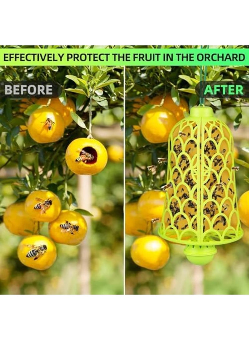 SYOSI 2025 Wasp Traps Outdoor Hanging (2PCS) – Carpenter Bee Snare  Bug Zapper, Upgrade Wasp Deterrent Killer with Yellow Pitfall Boards, Flying Insect Trap with Bait Reservoir (Bright green) - Image 2