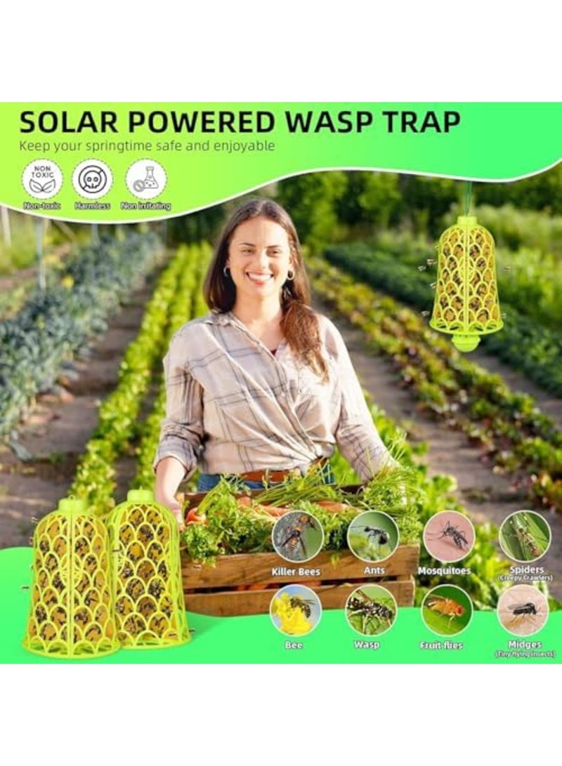 SYOSI 2025 Wasp Traps Outdoor Hanging (2PCS) – Carpenter Bee Snare  Bug Zapper, Upgrade Wasp Deterrent Killer with Yellow Pitfall Boards, Flying Insect Trap with Bait Reservoir (Bright green) - Image 5