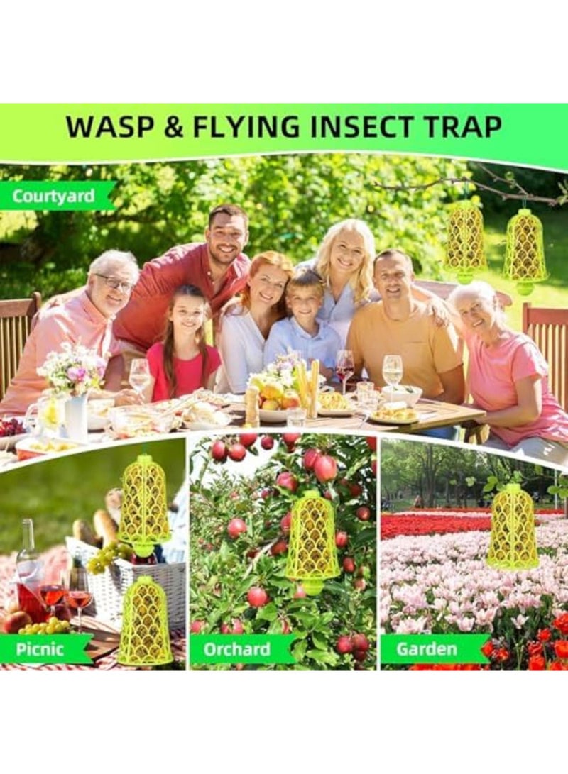 SYOSI 2025 Wasp Traps Outdoor Hanging (2PCS) – Carpenter Bee Snare  Bug Zapper, Upgrade Wasp Deterrent Killer with Yellow Pitfall Boards, Flying Insect Trap with Bait Reservoir (Bright green) - Image 4